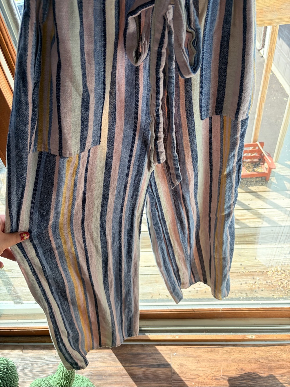 Caslon Striped Boho Button-Front Belted Jumpsuit size small - Picture 2 of 4